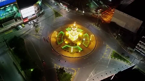 Phuket Town Clock Tower at Night Stock Footage 139391630
