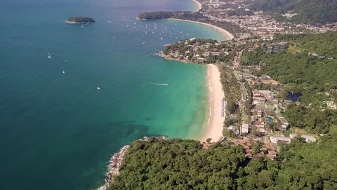Phuket view point to kata noi beach,kata beach,karon beach at phuket thailand 库存影片 83205822