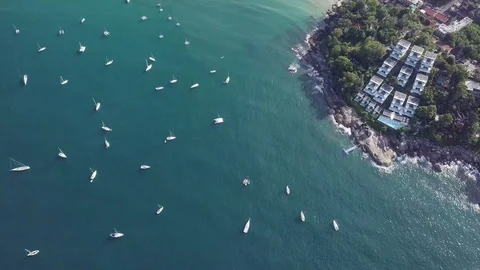 Phuket view point to kata noi beach,kata beach,karon beach at phuket thailand Stock-Footage 85588778