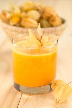 Physalis juice Stock Photos