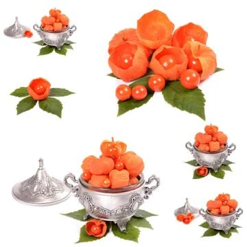 Physalis red ripe berries ,on a white background. Illustrazione stock