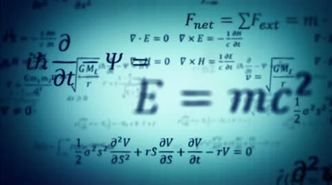 Physic formulas. Dolly in. Blue-green. Loopable. Stock-Footage 24789621