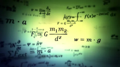 Physic formulas. Loopable. 360. Blue-Green Stock Footage 23951324
