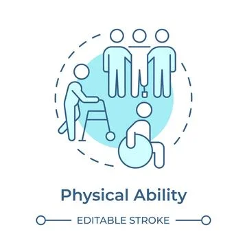 Physical ability soft blue concept icon Stock Illustration