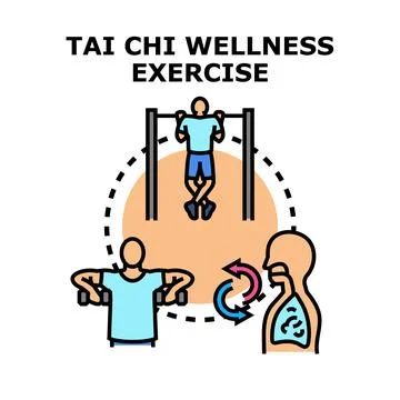 Physical activity and breathing exercise for wellness concept Иллюстрация