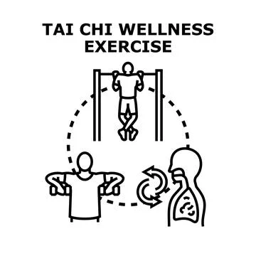 Physical activity and breathing exercise for wellness concept Stock Illustration