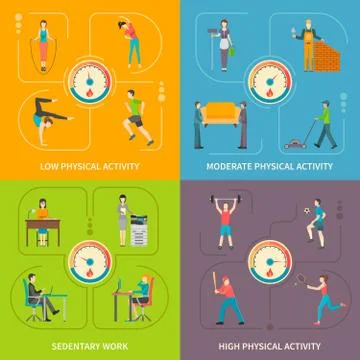 Physical Activity Flat Concept Stock Illustration