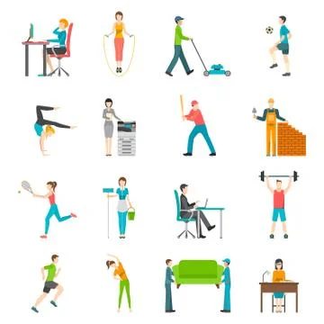 Physical Activity Flat Icons Stock Illustration