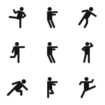 Physical activity icons set, simple style Stock Illustration