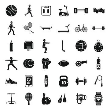 Physical activity icons set simple vector. Yoga person Stock Illustration