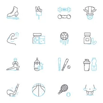 Physical activity linear icons set. Exercise, Movement, Fitness, Endurance Stock Illustration