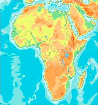 Physical Africa Map Stock Illustration