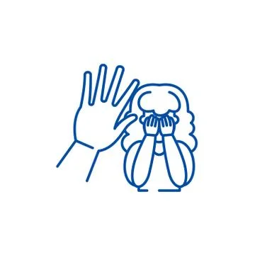 Physical aggression line icon concept. Physical aggression flat vector symbol Stock Illustration