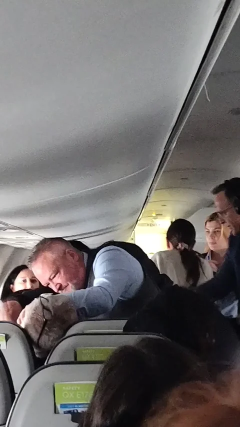 Physical Altercation On OAK To PDX Flight, Oakland, California, USA - 01 Feb 202 Stock Footage 301575873