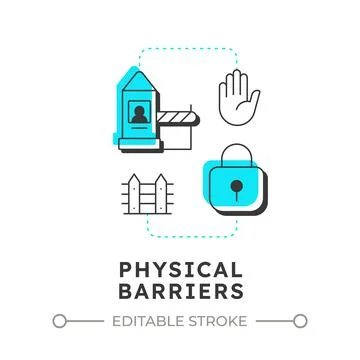 Physical barriers flat outline concept icon Stock Illustration