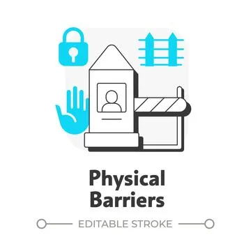 Physical barriers flat outline concept icon Stock Illustration