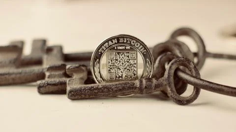 Physical Bitcoin coin Stock Photos
