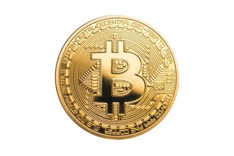 Physical bitcoin isolated on white background Stock Photos