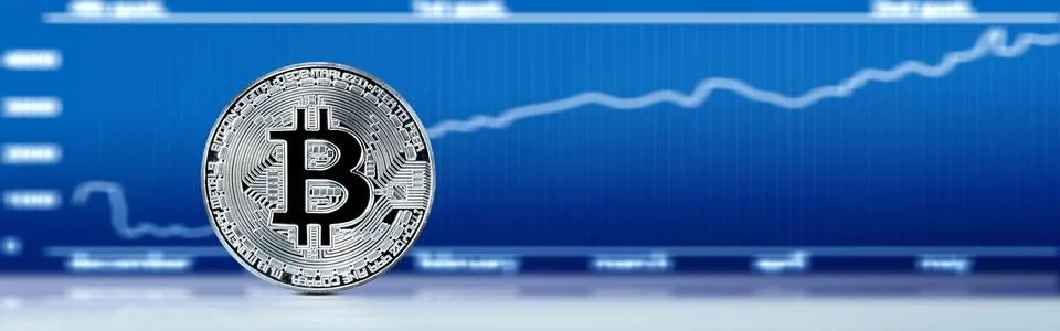 Physical bitcoin. Virtual crypto currency coin. Blockchain technology. Stock Photos