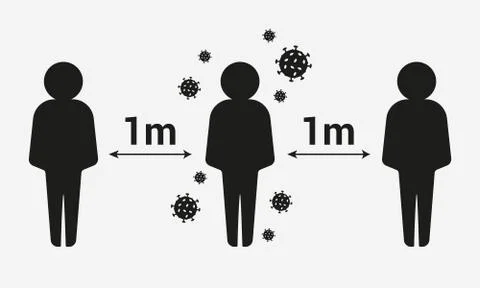 Physical distancing. Keep the 1 meter distance.Social distancing illustration Stock Illustration