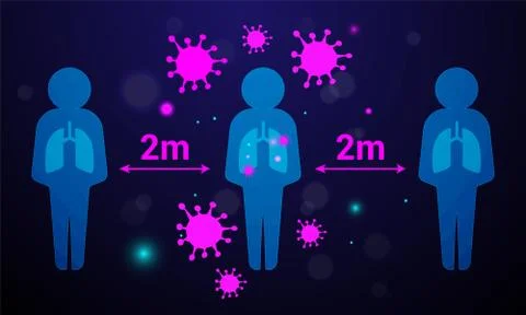 Physical distancing. Keep the 2 meter distance.Social distancing illustration Stock Illustration