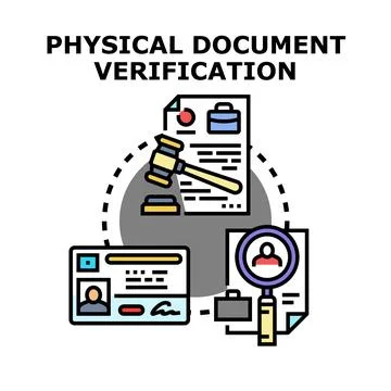 Physical document verification process concept illustration Stock Illustration