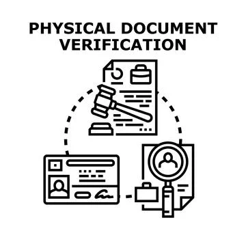 Physical document verification process concept illustration Stock Illustration