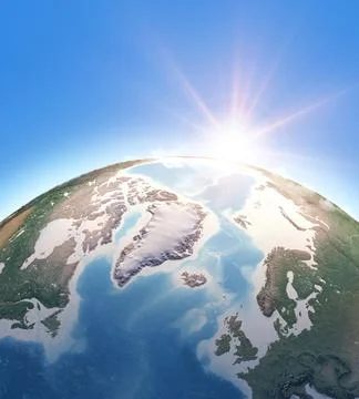 Physical earth map of North Pole Stock Illustration