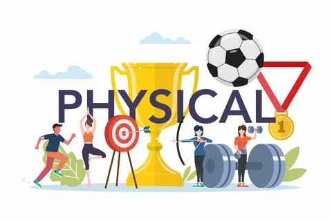 Physical education class with physical elements Stock Illustration