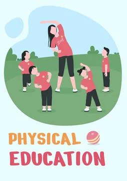 Physical education poster flat vector template Illustrazione stock