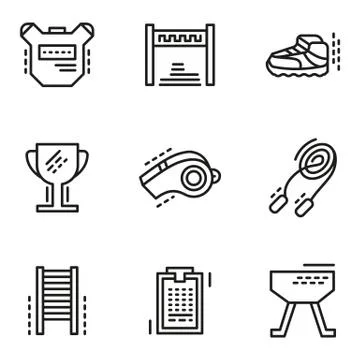Physical education simple line vector icons Stock Illustration