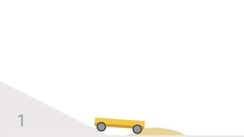 A physical experiment shows how a trolley slows down movement in a pile of sa Stock Footage 166693964