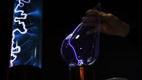Physical Experiments with Hhigh Frequency Current , Electricity Stock Footage 89241735