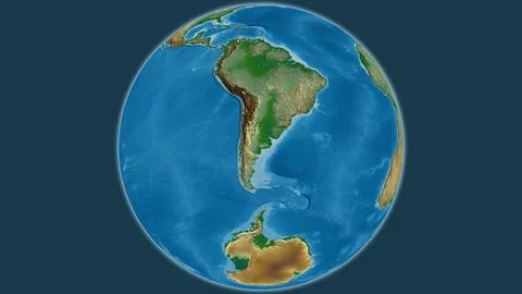 Physical globe map centered on Argentina 스톡 일러스트
