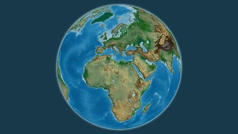 Physical globe map centered on Libya Stock Illustration