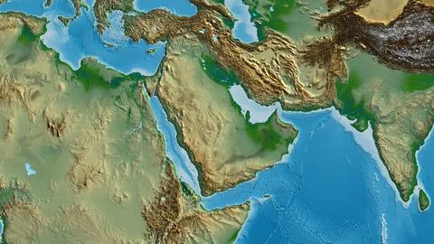 Physical globe map centered on Saudi Arabia Stock Illustration