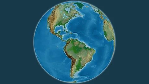 Physical globe map centered on Venezuela 스톡 일러스트