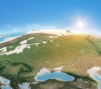 Physical map of Central and Eastern Europe Stock Photos