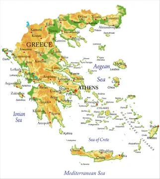 Physical map of Greece Stock Illustration
