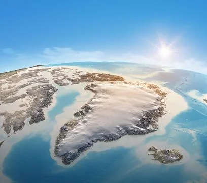 Physical map of Greenland Stockfoto's