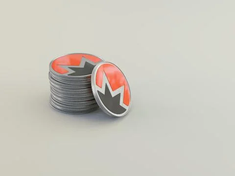 A physical monero cryptocurrency, background 3D render Illustrazione stock