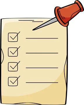 Physical Notes or Checklist Pinned with Thumbtack Illustration 스톡 일러스트