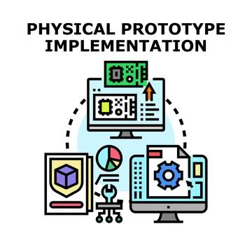 Physical prototype implementation process vector concept Stock Illustration