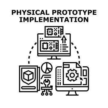 Physical prototype implementation process vector concept Stock Illustration