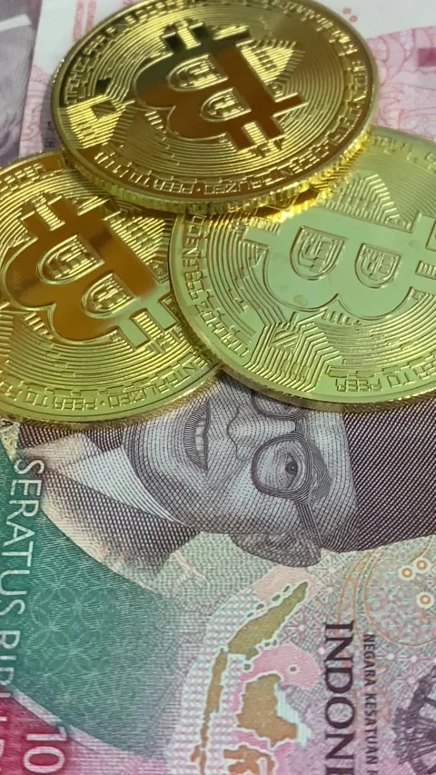 Physical replica of Bitcoin Stock Footage 308712086