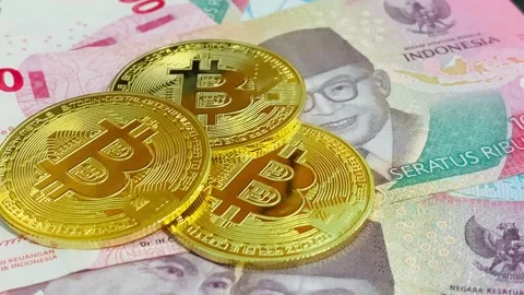 Physical replica of bitcoin Stock Footage 308713816