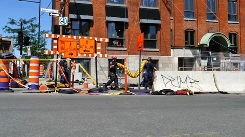 Physical rescue at construction site Stock Footage 115936483