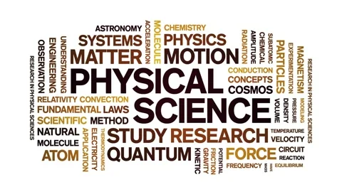 Physical Science animated word cloud,animation kinetic typography seamless loop Stock Footage 328657193