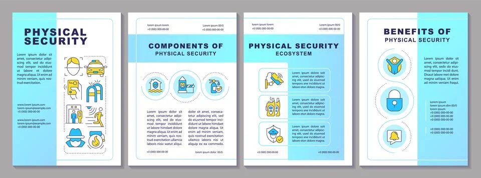 Physical security blue brochure layout Illustrazione stock