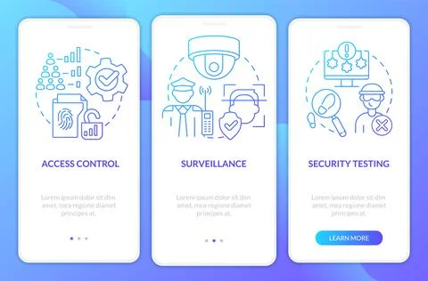 Physical security parts blue gradient onboarding mobile app screen Illustrazione stock